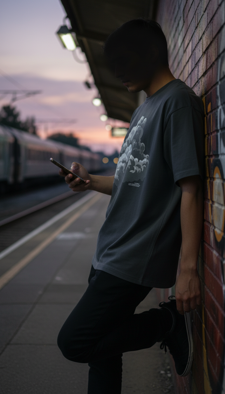 Heavyweight Graphic Tee in Smoke Cotton